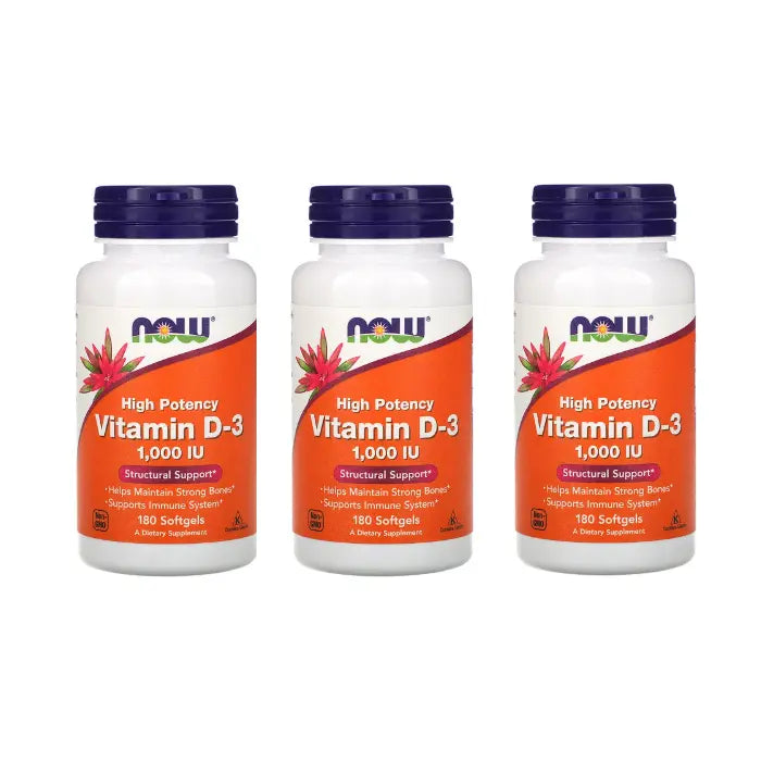 Aanbieding 3x NOW Vitamine D3 1000IE 180 softgels Mijn winkel