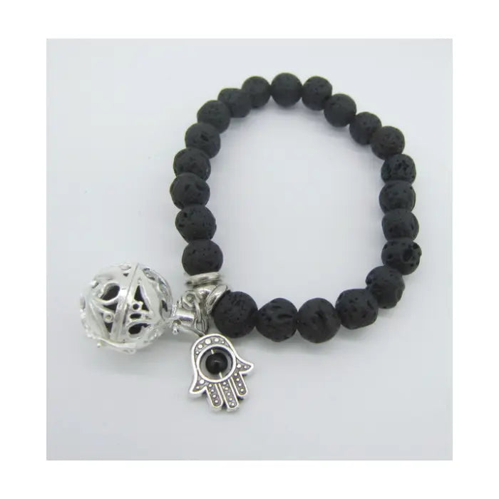 Aromatherapie armband lavasteen (Hamsa Khamsa Hand) (nog 3 op voorraad)