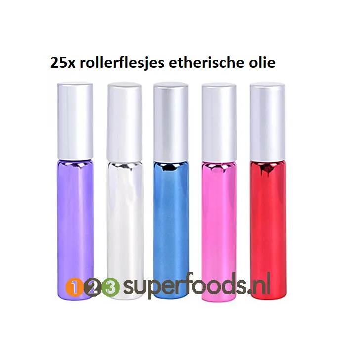 25x Glazen rollerflesjes etherische olie - 123superfoods