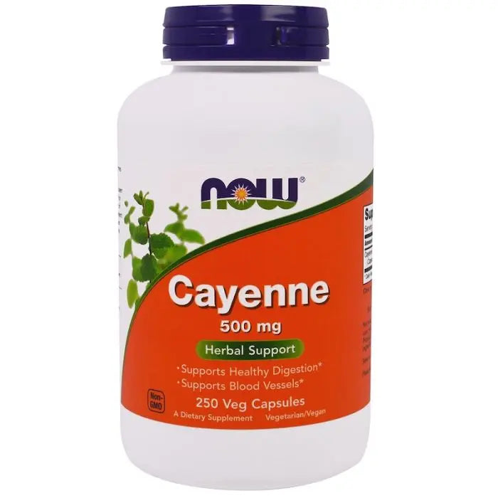 NOW Cayenne pepper 500mg 250 vegetarian capsules (1 left in stock)