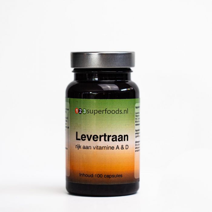 controleren Lee Preventie 123superfoods Levertraan (rijk aan vitamine A & D) 100 capsules Gluten  vrij, lactose vrije producten